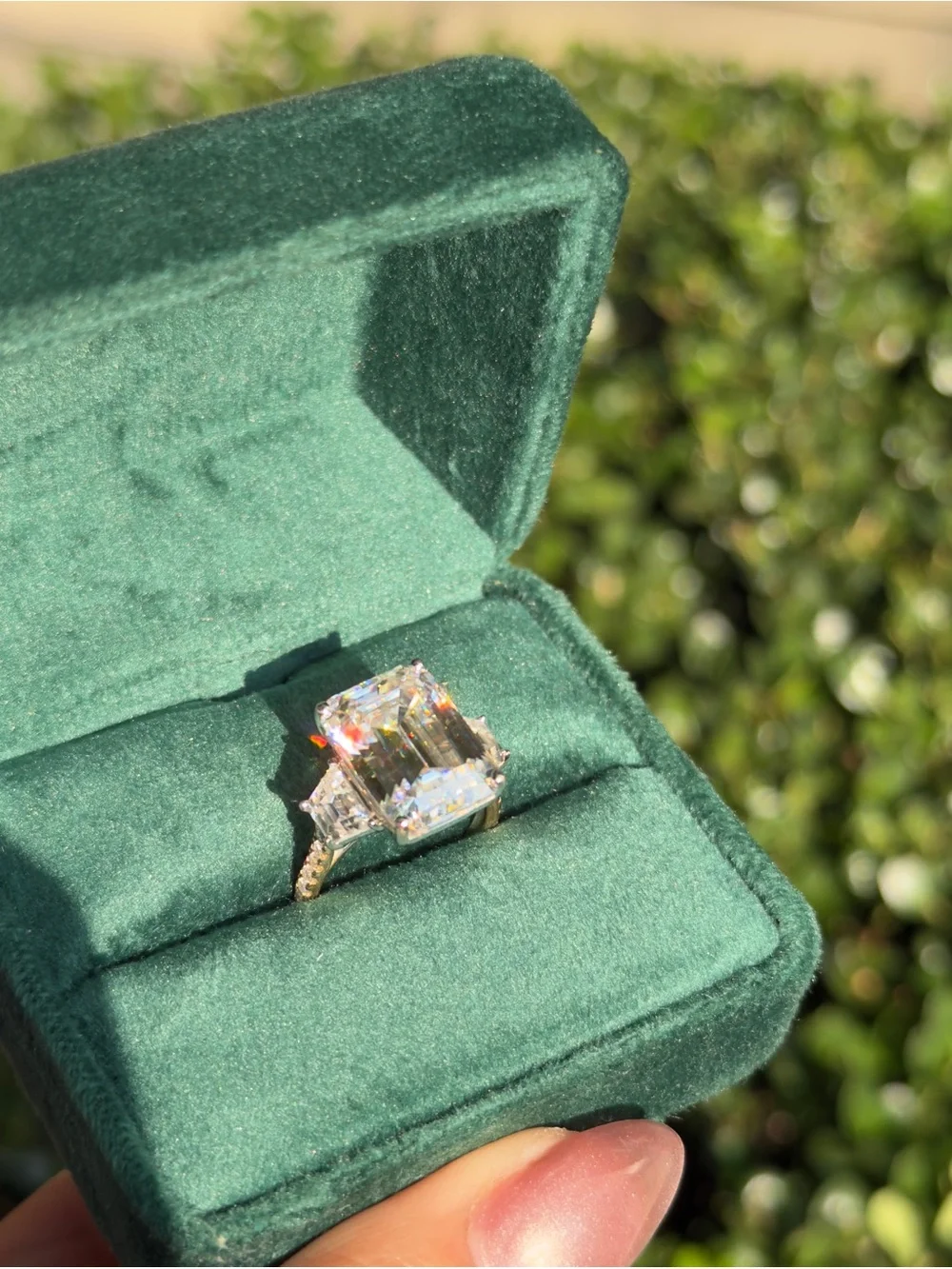 11cttw big emerald cut moissanite in real 10k yellow gold engagement ring sz6